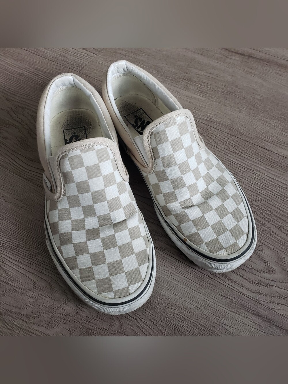 Vans Checkerboard Slip-On Shoes - Cream/White Women's 7/Men's 5.5